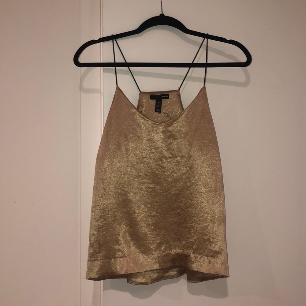 Gold aqua spaghetti strap top